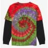Deals ✔️ Our Universe Disney Hocus Pocus Max Tie-Dye Twofer Long-Sleeve T-Shirt 👏 -Hocus Pocus Sales Shop 18098412 hi