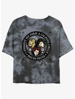 New 🌟 Disney Hocus Pocus Sanderson Sisters Calming Circle Tie-Dye 👧 Girls Crop T-Shirt ⭐