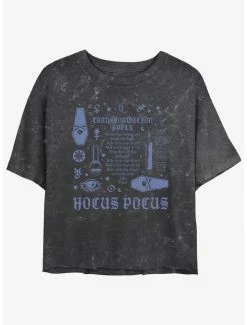 Promo 🛒 Disney Hocus Pocus Transformation Spell Lyrics Mineral Wash 👧 Girls Crop T-Shirt 🥰