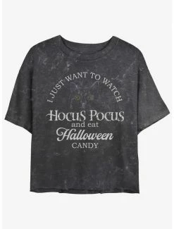 Coupon 🥰 Disney Hocus Pocus ⌚ Watch Hocus Pocus and Eat 🍬 Candy Mineral Wash 👧 Girls Crop T-Shirt ✔️