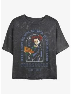 Discount 🤩 Disney Hocus Pocus Winnie I Want My Book Mineral Wash 👧 Girls Crop T-Shirt 😉
