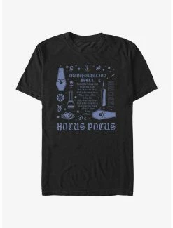 Outlet 🔥 Disney Hocus Pocus Transformation Spell Lyrics Extra Soft T-Shirt 🌟